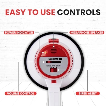 Pyle Megaphone - 20 Watts Bullhorn with Siren & 400 Yard Range