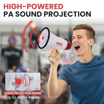 Pyle Megaphone - 20 Watts Bullhorn with Siren & 400 Yard Range