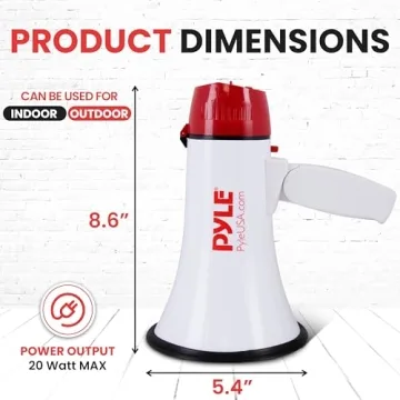 Pyle Megaphone - 20 Watts Bullhorn with Siren & 400 Yard Range