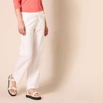 Amazon Essentials Women's Linen Blend Drawstring Relaxed Fit Wide Leg Pant (Available in Plus Size),...