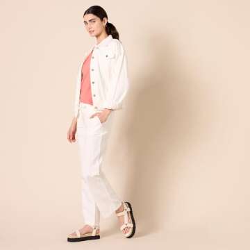 Amazon Essentials Women's Linen Blend Drawstring Relaxed Fit Wide Leg Pant (Available in Plus Size), Bright White, Large