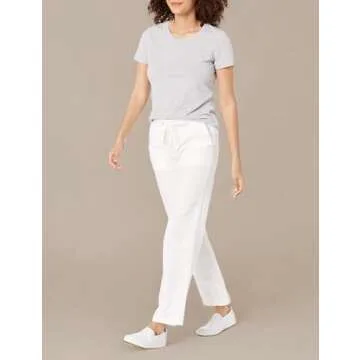 Amazon Essentials Women's Linen Blend Drawstring Relaxed Fit Wide Leg Pant (Available in Plus Size), Bright White, Large