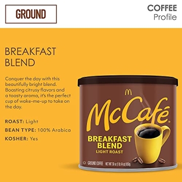 McCafe Breakfast Blend Ground Coffee, 30 oz Canister