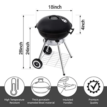 18 Inch Portable Charcoal Grill for Outdoor Cooking