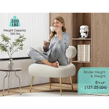 SEYNAR Mid Century Sherpa Accent Chair for Small Spaces