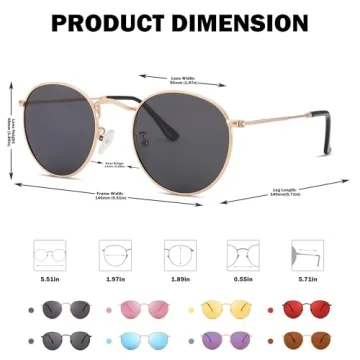 Pro Acme Retro Round Polarized Sunglasses Gold Frame Black Lens