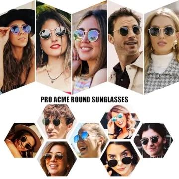 Pro Acme Retro Round Polarized Sunglasses Gold Frame Black Lens
