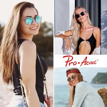 Pro Acme Retro Round Polarized Sunglasses Gold Frame Black Lens