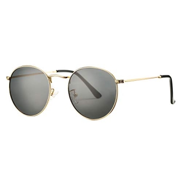Pro Acme Retro Round Polarized Sunglasses Gold Frame Black Lens
