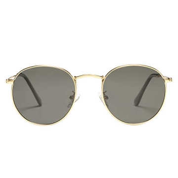 Pro Acme Retro Round Polarized Sunglasses Gold Frame Black Lens