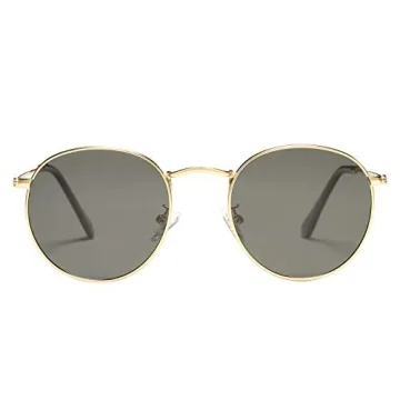 Pro Acme Retro Round Polarized Sunglasses Gold Frame Black Lens