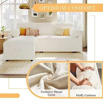 VanAcc Sleeper Sofa, Sofa Bed- 2 in 1 Pull Out Couch Bed with Storage Chaise for Living Room, Sofa Sleeper with Pull Out Bed, White Boucle Couch