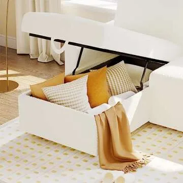 VanAcc Sleeper Sofa, Sofa Bed- 2 in 1 Pull Out Couch Bed with Storage Chaise for Living Room, Sofa Sleeper with Pull Out Bed, White Boucle Couch