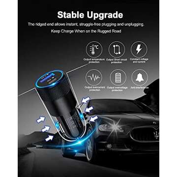 30W USB C Car Charger, [2Pack] PD 3.0 Fast Charge Dual Port USB Type C and 2.4a USB A Cargador Carro Lighter Adapter Base for iPhone, iPad, Samsung Galaxy, LG, Google Pixel GPS, Z Play Droid, Motorola