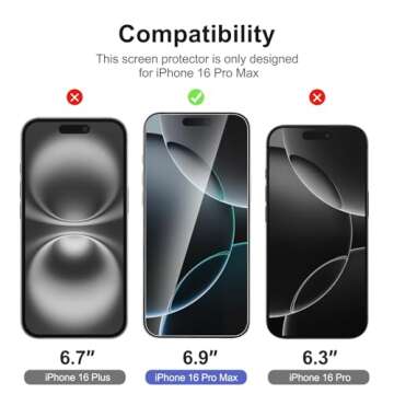 NEW'C 3 Pack Screen Protector for iPhone 16 Pro Max, Tempered Glass, Easy Installation Tool Included