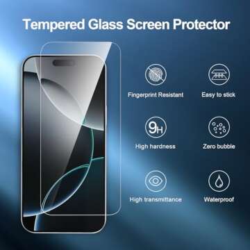 NEW'C 3 Pack iPhone 16 Pro Max Screen Protector