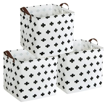 HIYAGON Square Storage Bins,Storage baskets,Canvas Fabric Storage Boxes,Foldable Nursery Basket for ...