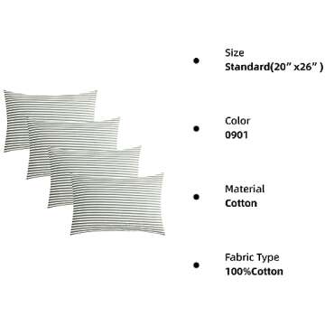 JELLYMONI 100% Natural Cotton Pillowcases Set - 4 Pack