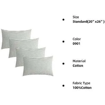 JELLYMONI 100% Natural Cotton Pillowcases Set - 4 Pack