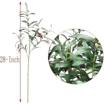 Onetoy 5pcs Olive Branches for Vases Artificial Plants Greenery Stems for Vases Olive Leaves Plant (Green)