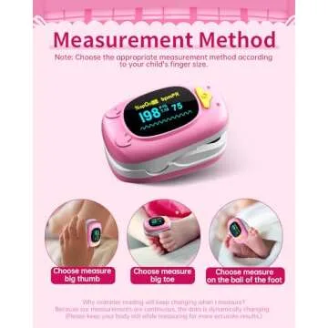 Child Pulse Oximeter, Oxygen Monitor for Kids Baby and Blood Oxygen Saturation Heart Rate Monitor with Automatic Shut-Down, One Directions OLED Display, Include 2 X AAA Batteries