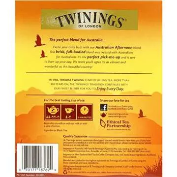 Twinings of London Australian Afternoon Tea - 100 Tea Bags - Full Bodied Black Tea Designed for Australia