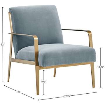 Rivet Clover Modern Velvet Brass Arm Chair - Navy