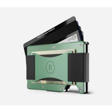 The Ridge Wallet For Women, Slim Wallet For Women - Thin as a Rail, Minimalist Aesthetics, Holds up to 12 Cards, RFID Safe, Blocks Chip Readers, Aluminum Wallet With Cash Strap (Eucalyptus)