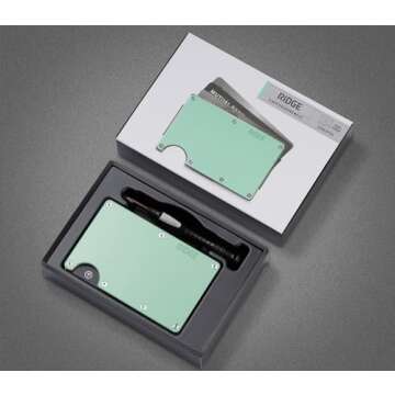 The Ridge Wallet For Women, Slim Wallet For Women - Thin as a Rail, Minimalist Aesthetics, Holds up to 12 Cards, RFID Safe, Blocks Chip Readers, Aluminum Wallet With Cash Strap (Eucalyptus)