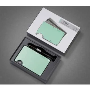 The Ridge Wallet For Women, Slim Wallet For Women - Thin as a Rail, Minimalist Aesthetics, Holds up to 12 Cards, RFID Safe, Blocks Chip Readers, Aluminum Wallet With Cash Strap (Eucalyptus)