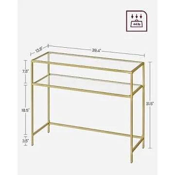 Buy VASAGLE 39.4" Console Table with Tempered Glass Shelves