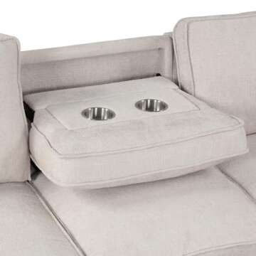 LUMISOL 89" Convertible Sleeper Sofa Bed, L-Shape Sectional Sofa with Pull Out Bed, Reversible Storage Chaise, Upholstered Sofa Couch with Cup Holders & USB Ports for Living Room, Small Spaces, Beige