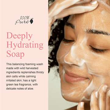 100% PURE Green Tea Cloud Natural Foam Facial Cleanser Daily Face Wash & Deep Hydration Pore Cleansi...