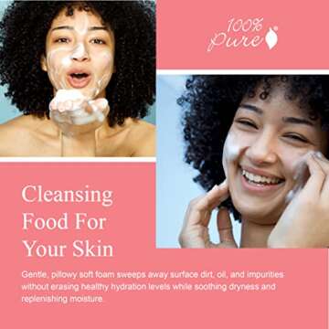 100% PURE Green Tea Cloud Natural Foam Facial Cleanser Daily Face Wash & Deep Hydration Pore Cleansing Makeup Remover for Women Men All Skin Types Even Sensitive, Vegan - 5.07 fl oz