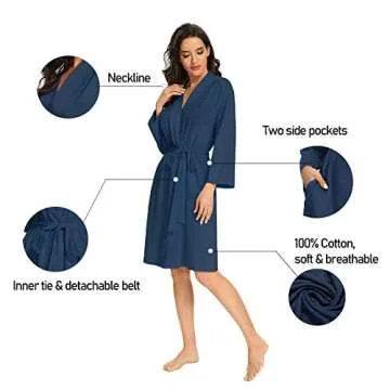 MZROCR Lightweight Cotton Robes for Women Comfort