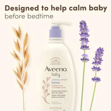 Aveeno Baby Calming Comfort Moisturizing Body Lotion with Relaxing Lavender & Vanilla Scents, Non-Greasy Baby Lotion, Nourishing Prebiotic Oatmeal, Paraben- & Phthalate-Free, 18 fl. oz