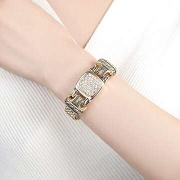 UNY JEWEL Pave Crystals Designer Inspired Statement Popcorn Chain Bracelets Women Jewelry Magnetic C...