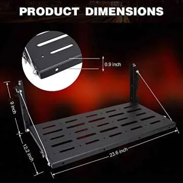 BORDAN Tailgate Table Rear Door Table Storage Cargo Shelf for 2007-2017 JK JKU 2/4 Door Support up to 80lb Steel Black Rear Foldable Back Shelf