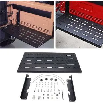 BORDAN Tailgate Table Rear Door Table Storage Cargo Shelf for 2007-2017 JK JKU 2/4 Door Support up to 80lb Steel Black Rear Foldable Back Shelf