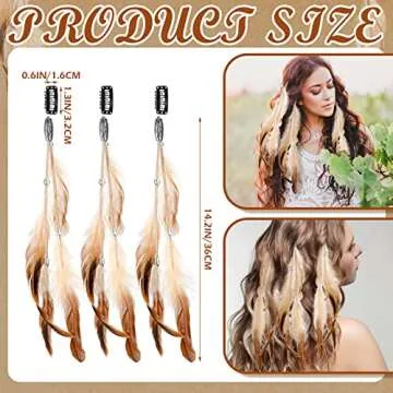 Geyoga 12 Pcs Feather Hair Extensions Clip in Hair Feathers for Women Mardi Gras Cosplay Costume Carnival Party Headdress Boho Feather Clip Accessory Gifts(Brown)