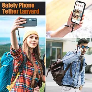Kaptron Phone Lanyard Tether Set - Anti-Theft Phone Lanyard Tether with Phone Tether Tabs & Mini Phone Lanyard