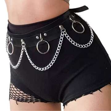 Fstrend Leather Waist Chain Belt Body Chains Punk Harness Chains Rave Prom Body Jewelry Accessory fo...