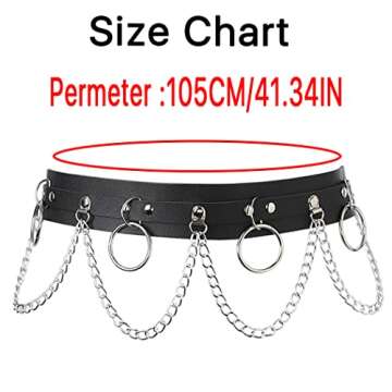 Fstrend Leather Waist Chain Belt Body Chains Punk Harness Chains Rave Prom Body Jewelry Accessory for Women.