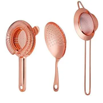 Jillmo Pro Martini Bartender Kit Copper Coated Rose Gold Stainless Steel Bar Set with Bamboo Stand - 19 oz Parisian Gold Cocktail Shaker with Bar Accessories …