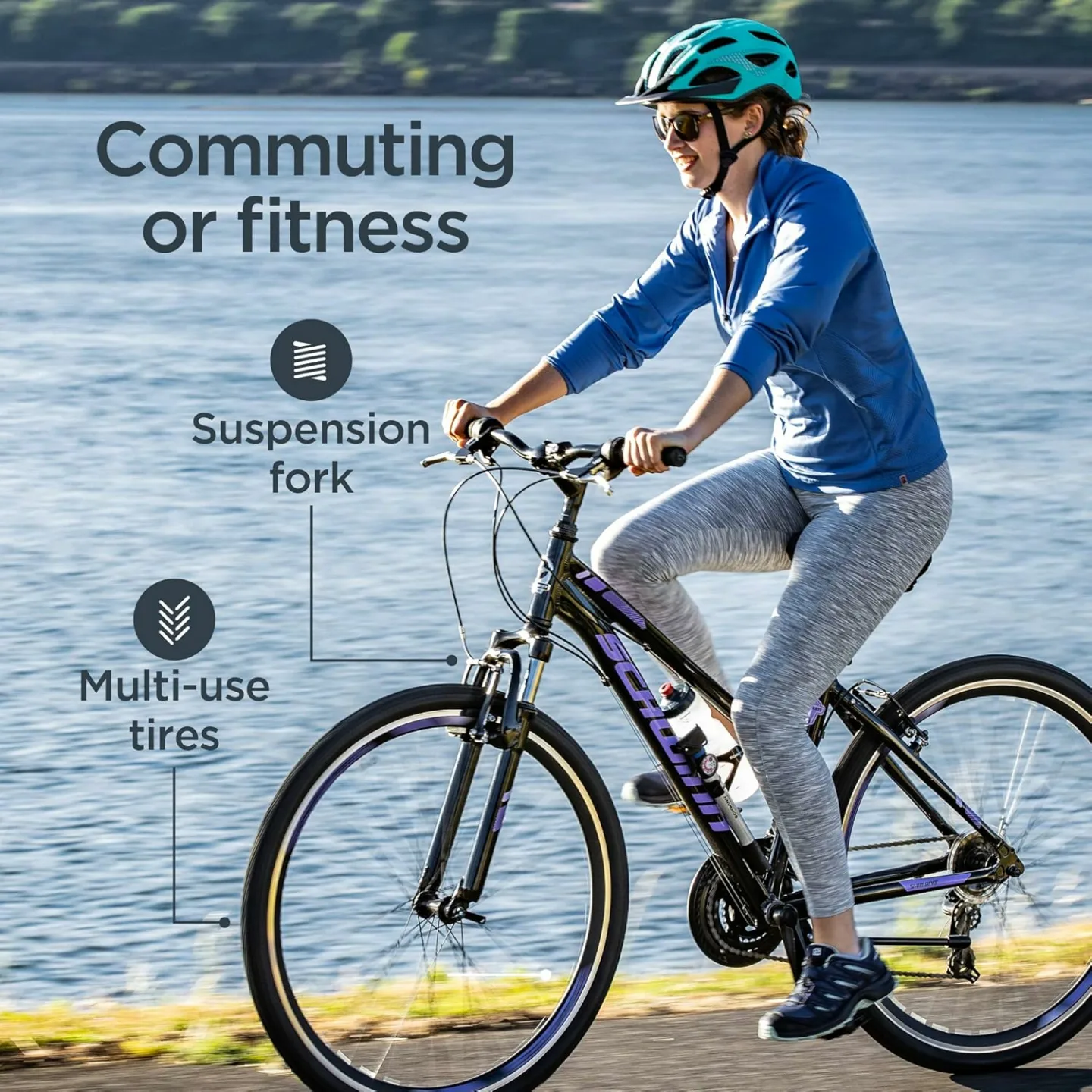 Schwinn GTX Comfort Adult Hybrid Bike, Men and Women, Dual Sport Bicycle, 700c Wheels, Step-Through or Step-Over Lightweight Aluminum Frame