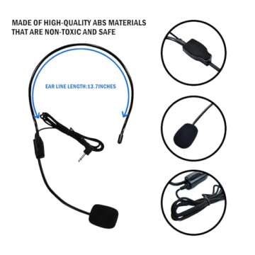 JETEHO Headset Microphone, Microphone Headset for Speaking Singing Flexible Wired Boom for Voice Amp...