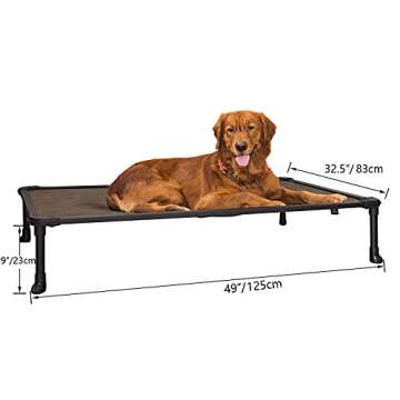 Veehoo Chew Proof Elevated Dog Bed - Cooling Raised Pet Cot - Rustless Aluminum Frame and Durable Textilene Mesh, Unique Designed No-Slip Feet for Indoor or Outdoor Use, Brown, X-Large, CWC2002