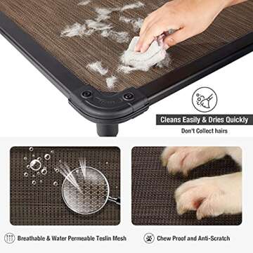 Veehoo Chew Proof Elevated Dog Bed - Cooling Raised Pet Cot - Rustless Aluminum Frame and Durable Textilene Mesh, Unique Designed No-Slip Feet for Indoor or Outdoor Use, Brown, X-Large, CWC2002