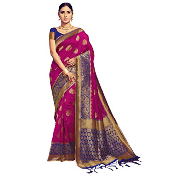 Elina Fashion Sarees - Banarasi Art Silk Woven Saree with Unstitched Blouse