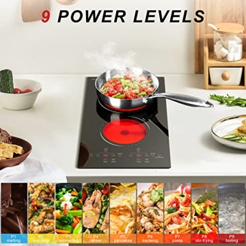Hobsir 2 Burner Electric Cooktop, 110V Plug-In Stovetop, 2000W with Timer and Safety Lock